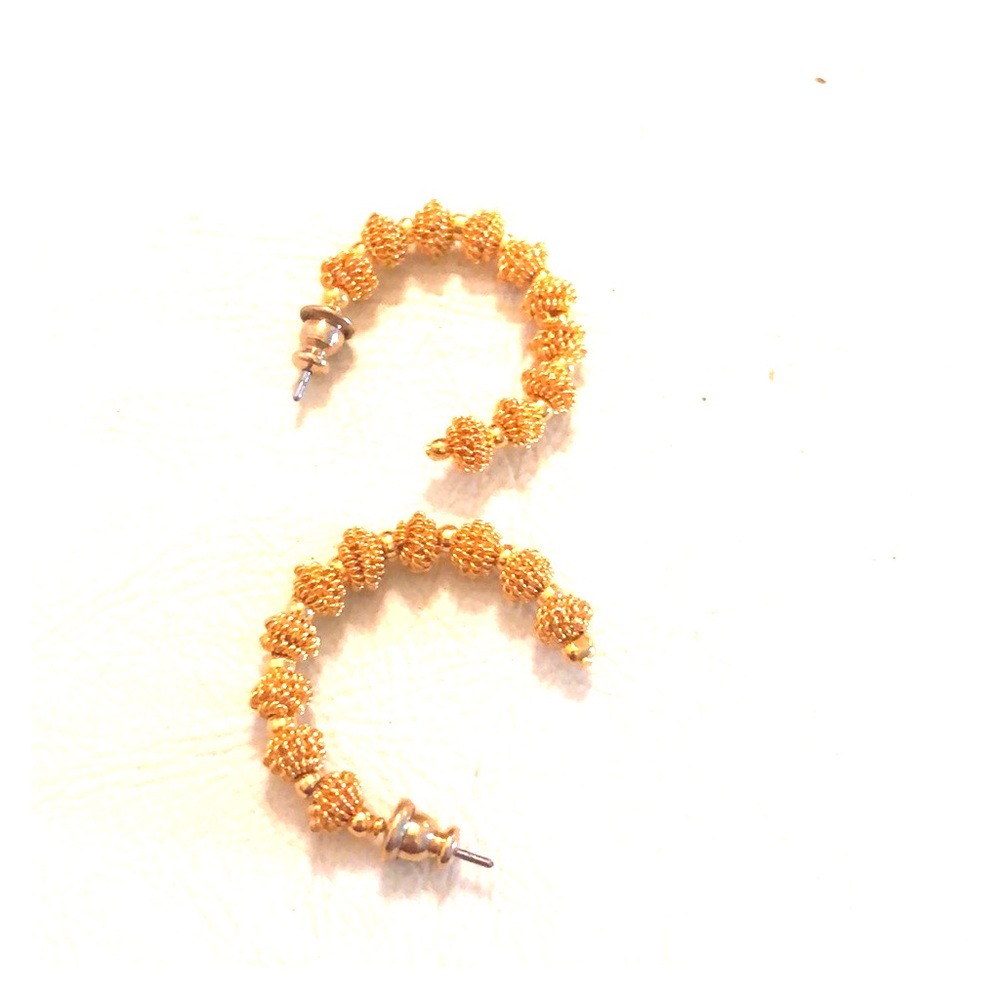 Gold bead small hoop earrings